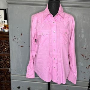 Women’s Cruel Girl Western Shirt, Pink with rhinestones, Size L